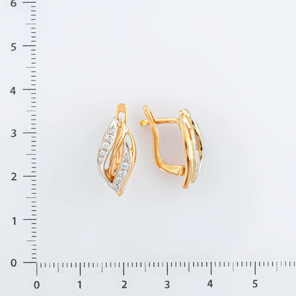 Серьги с фианитом из красного золота 585 пробы