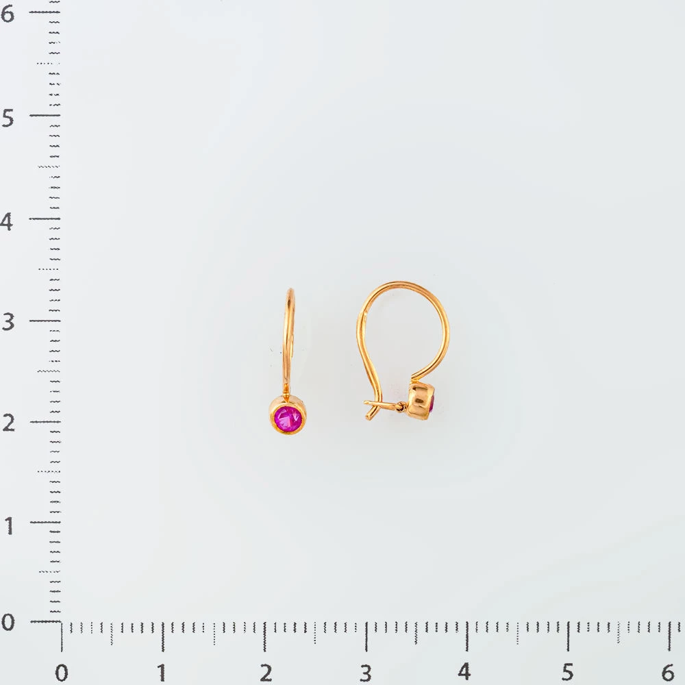 Серьги с фианитом из красного золота 583 пробы