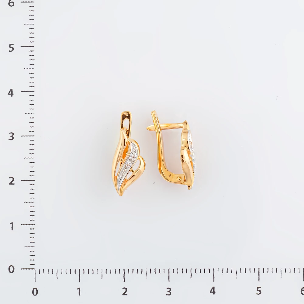 Серьги с фианитом из красного золота 585 пробы