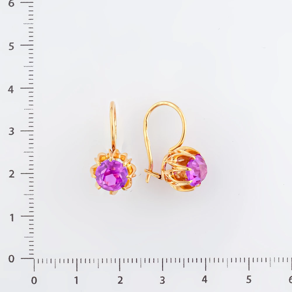 Серьги с фианитом из красного золота 583 пробы