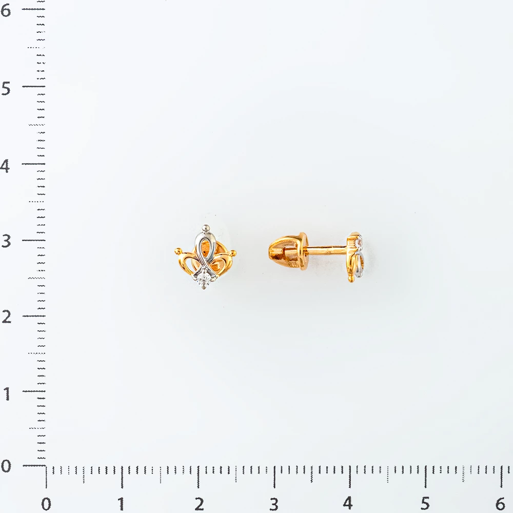 Серьги с фианитом из красного золота 585 пробы
