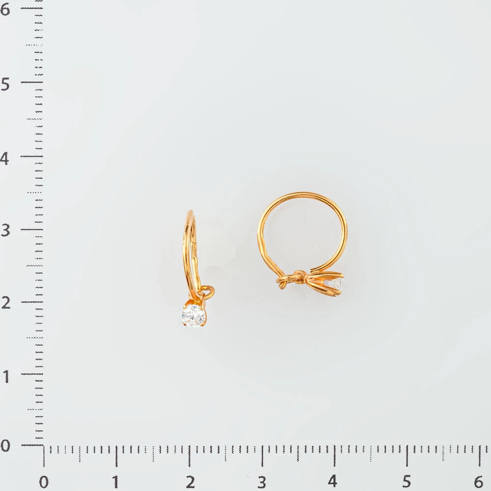 Серьги с фианитом из красного золота 585 пробы