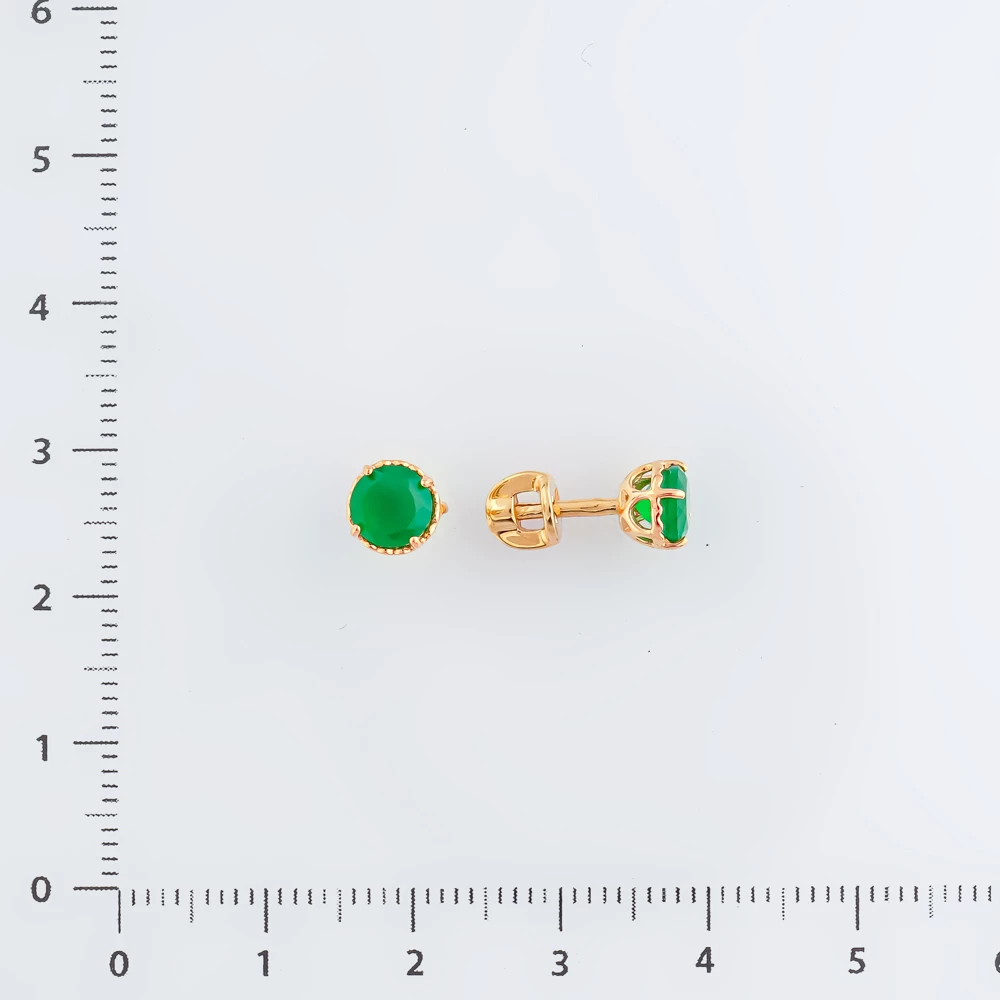 Серьги с агатом из красного золота 585 пробы