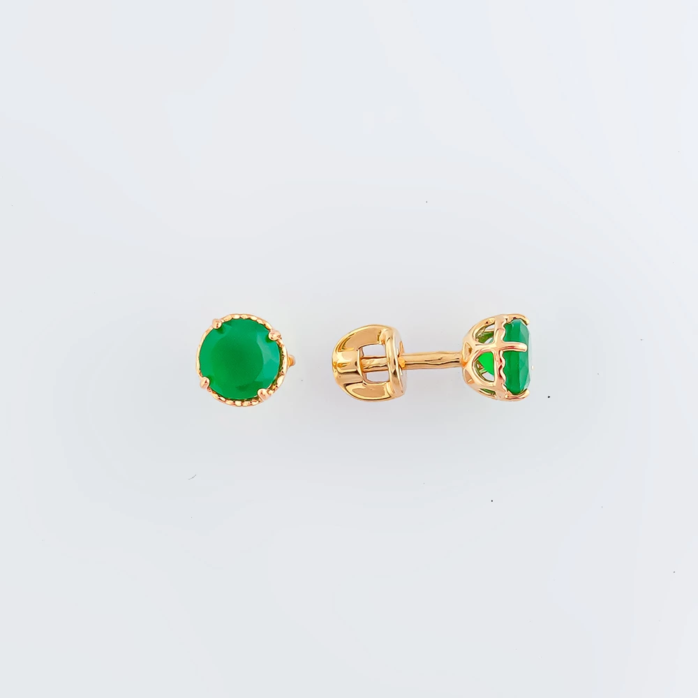 Серьги с агатом из красного золота 585 пробы
