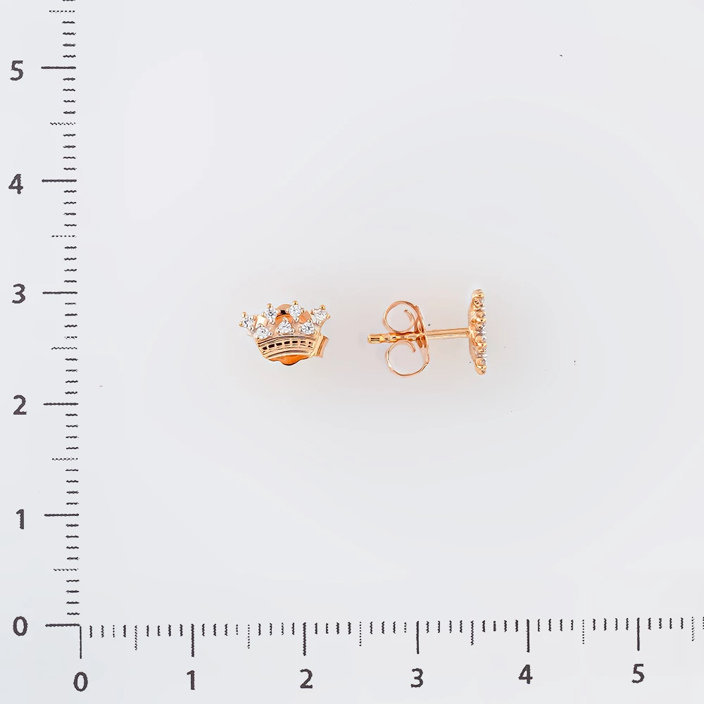 Серьги с фианитом из красного золота 585 пробы