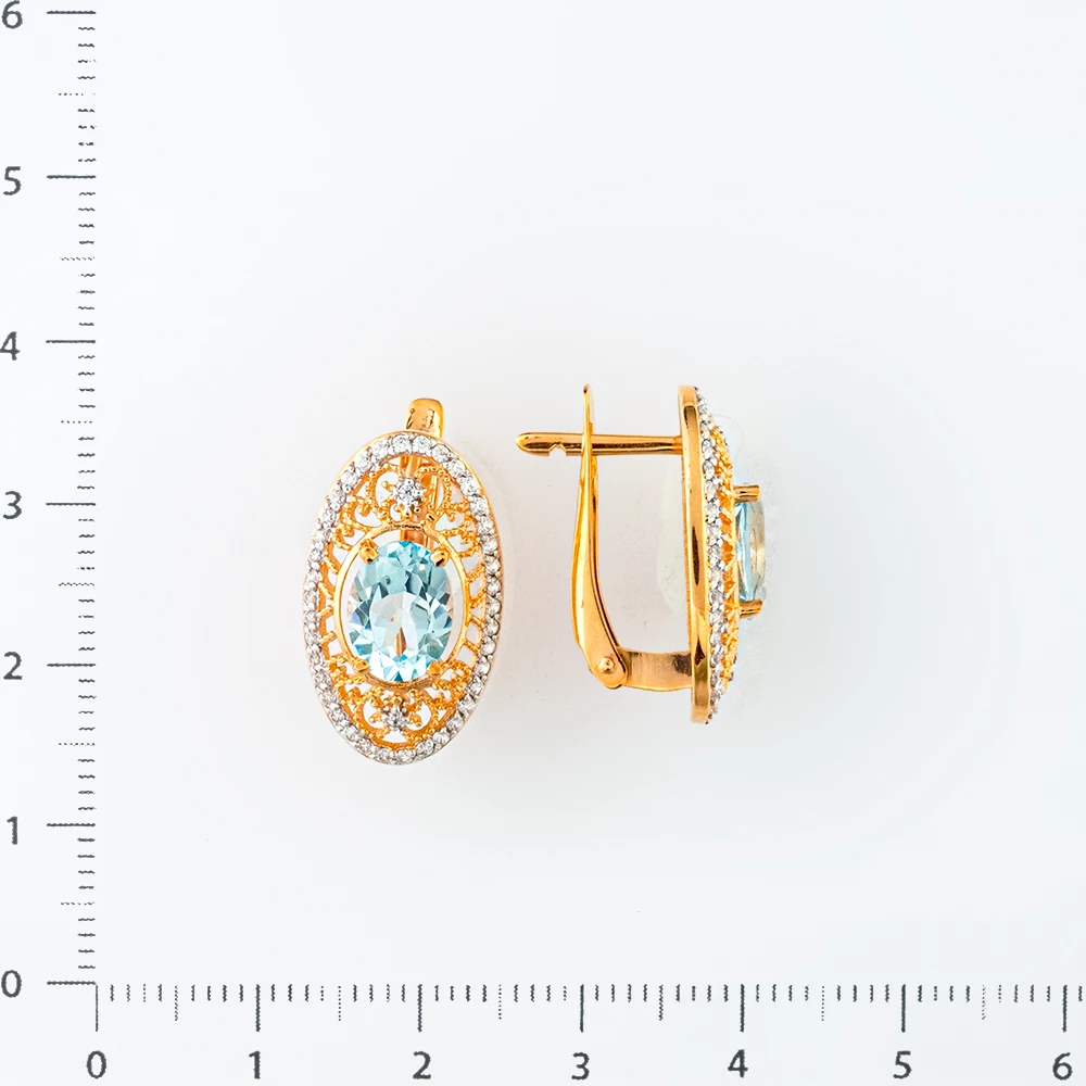 Серьги с топазом из красного золота 585 пробы