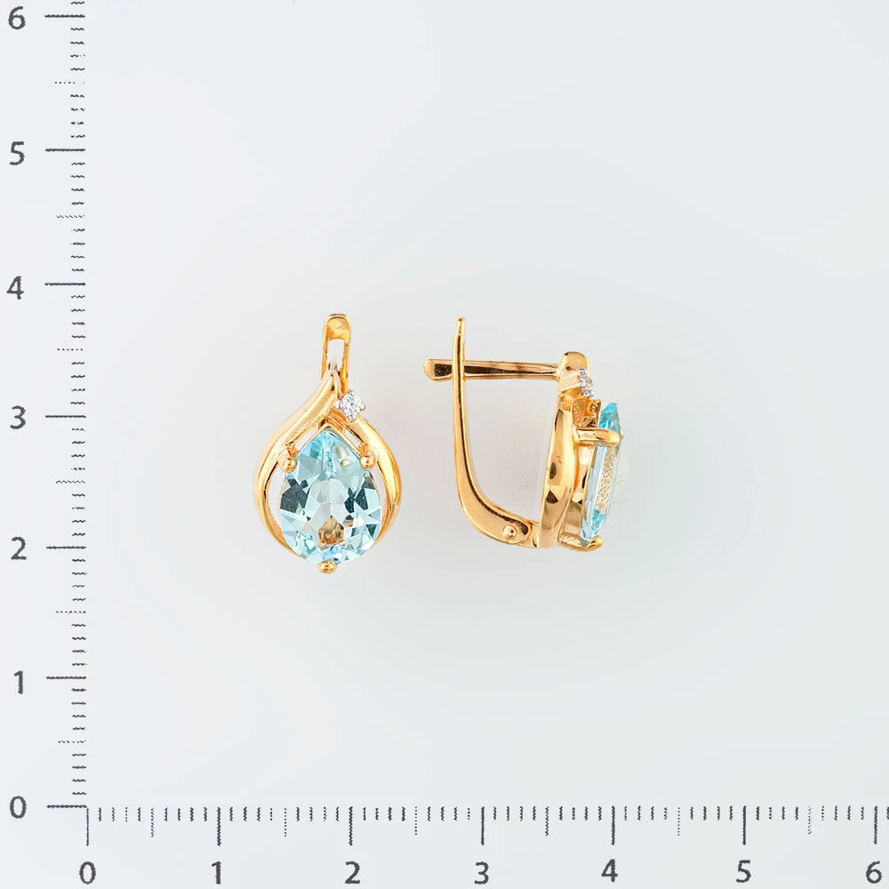Серьги с топазом из красного золота 585 пробы