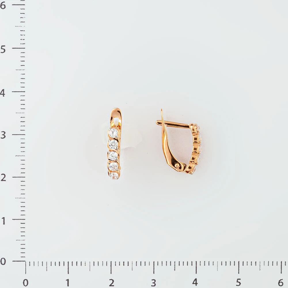 Серьги с фианитом из красного золота 585 пробы