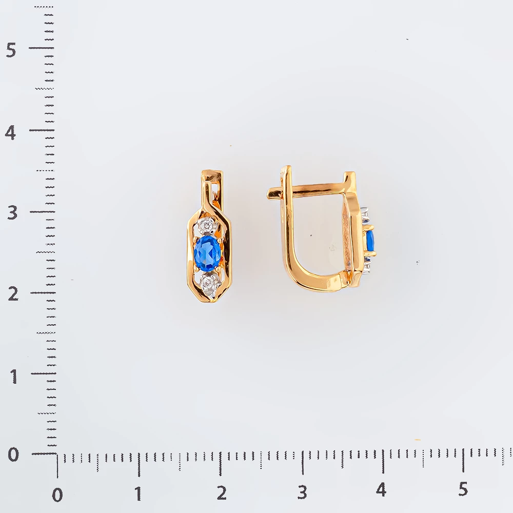 Серьги с фианитом из красного золота 585 пробы