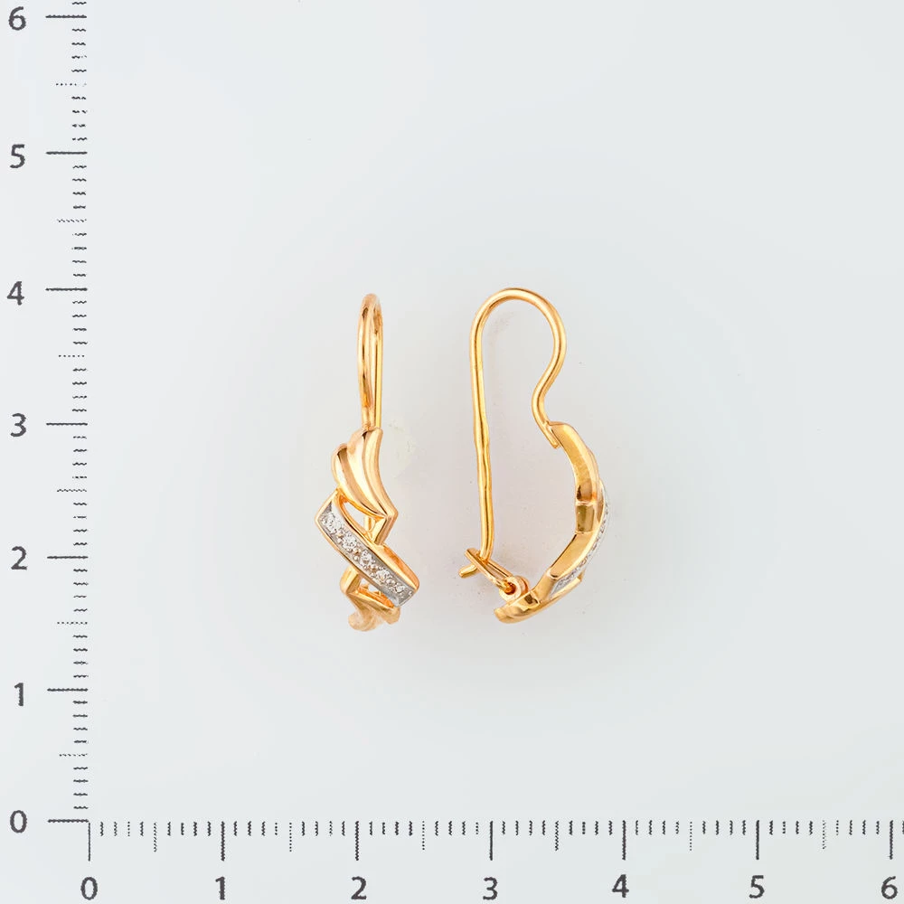 Серьги с фианитом из красного золота 585 пробы