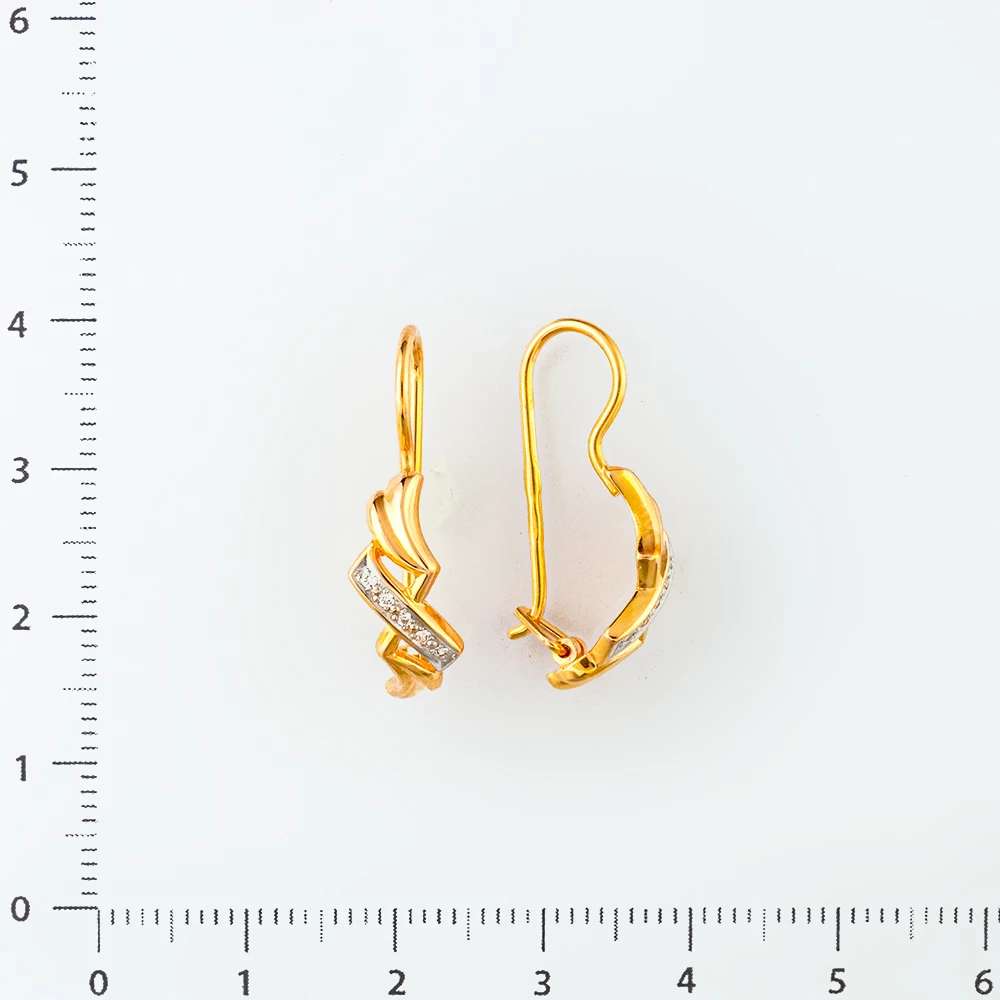 Серьги с фианитом из красного золота 585 пробы