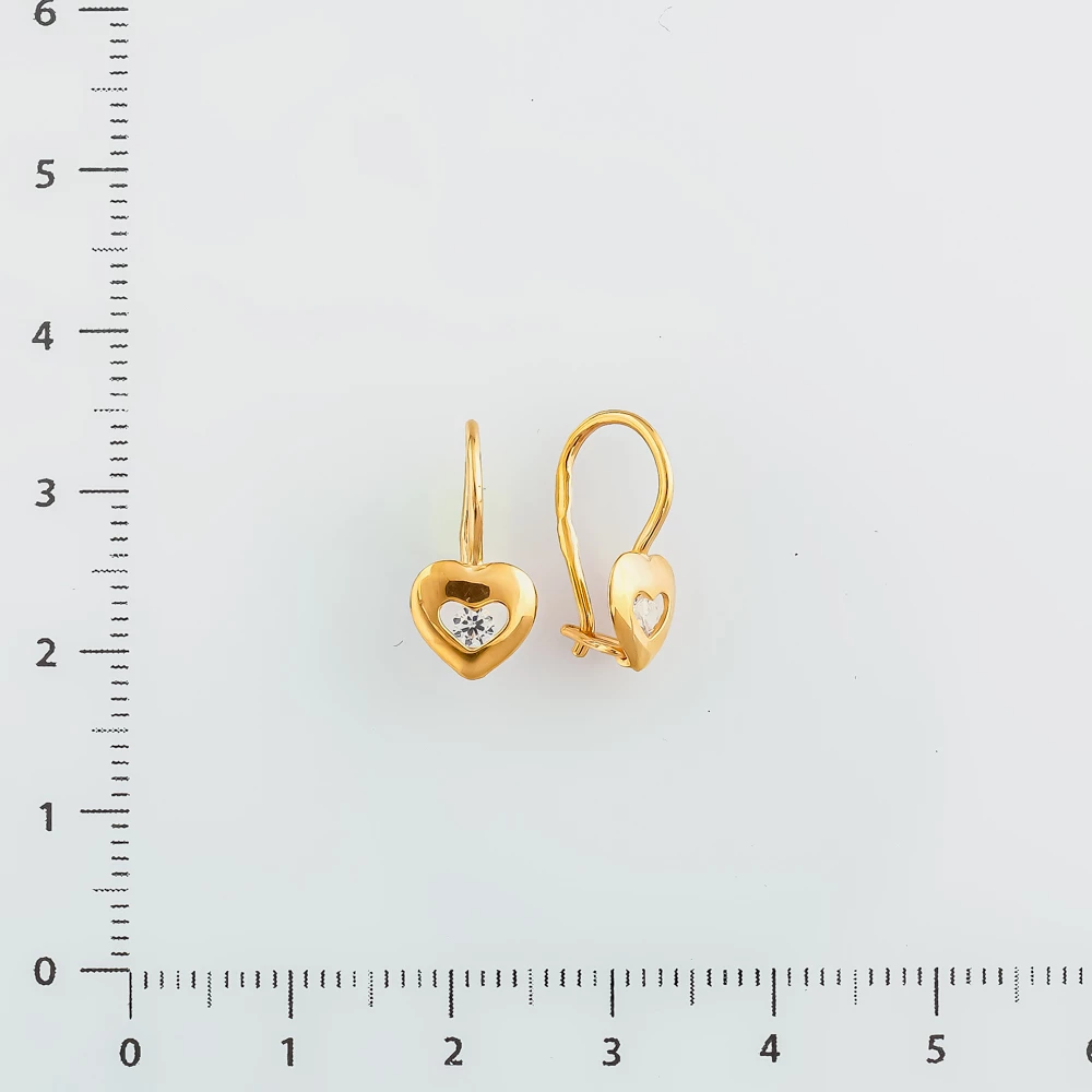 Серьги с фианитом из красного золота 585 пробы