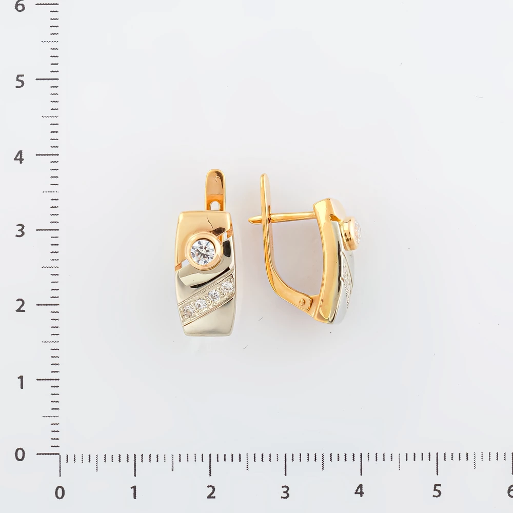 Серьги с фианитом из красного золота 585 пробы