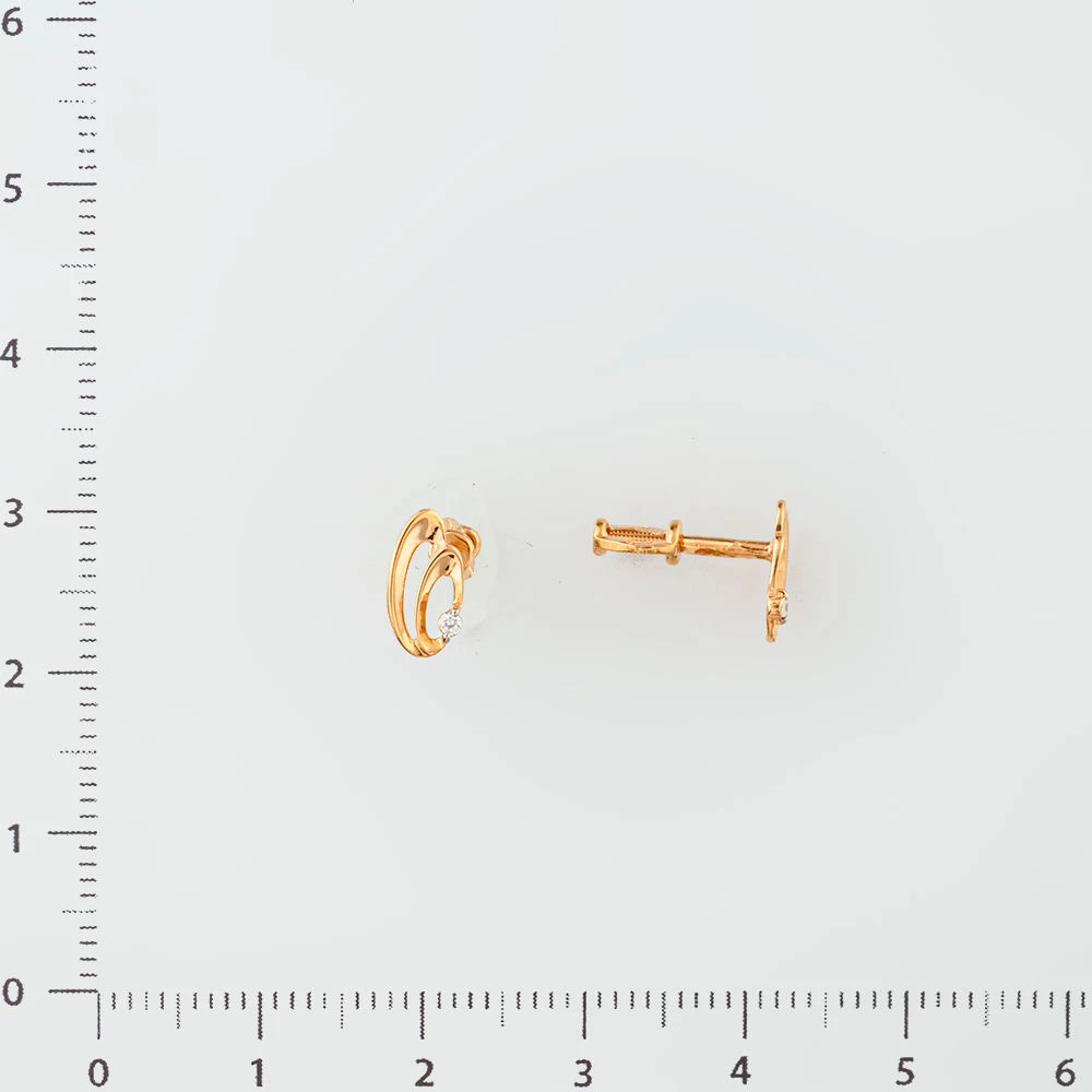 Серьги с фианитом из красного золота 585 пробы