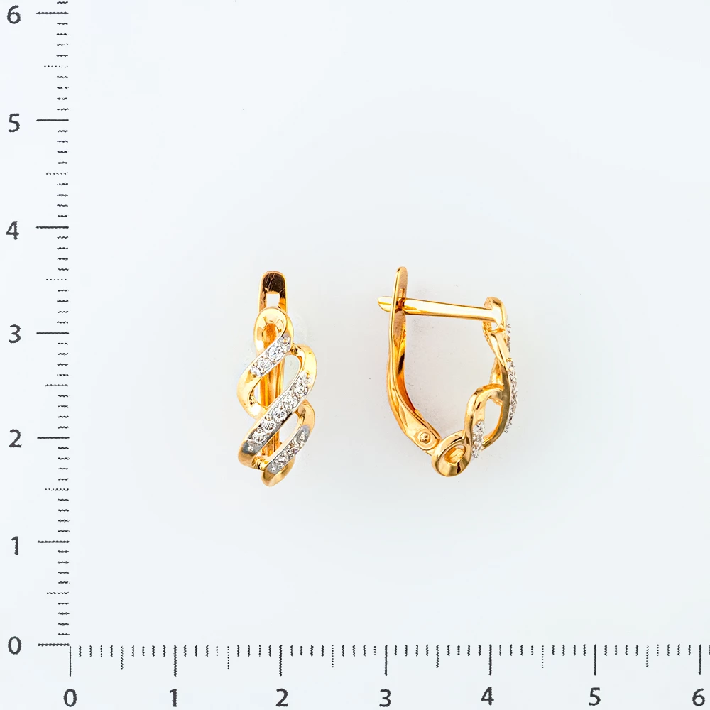 Серьги с фианитом из красного золота 585 пробы