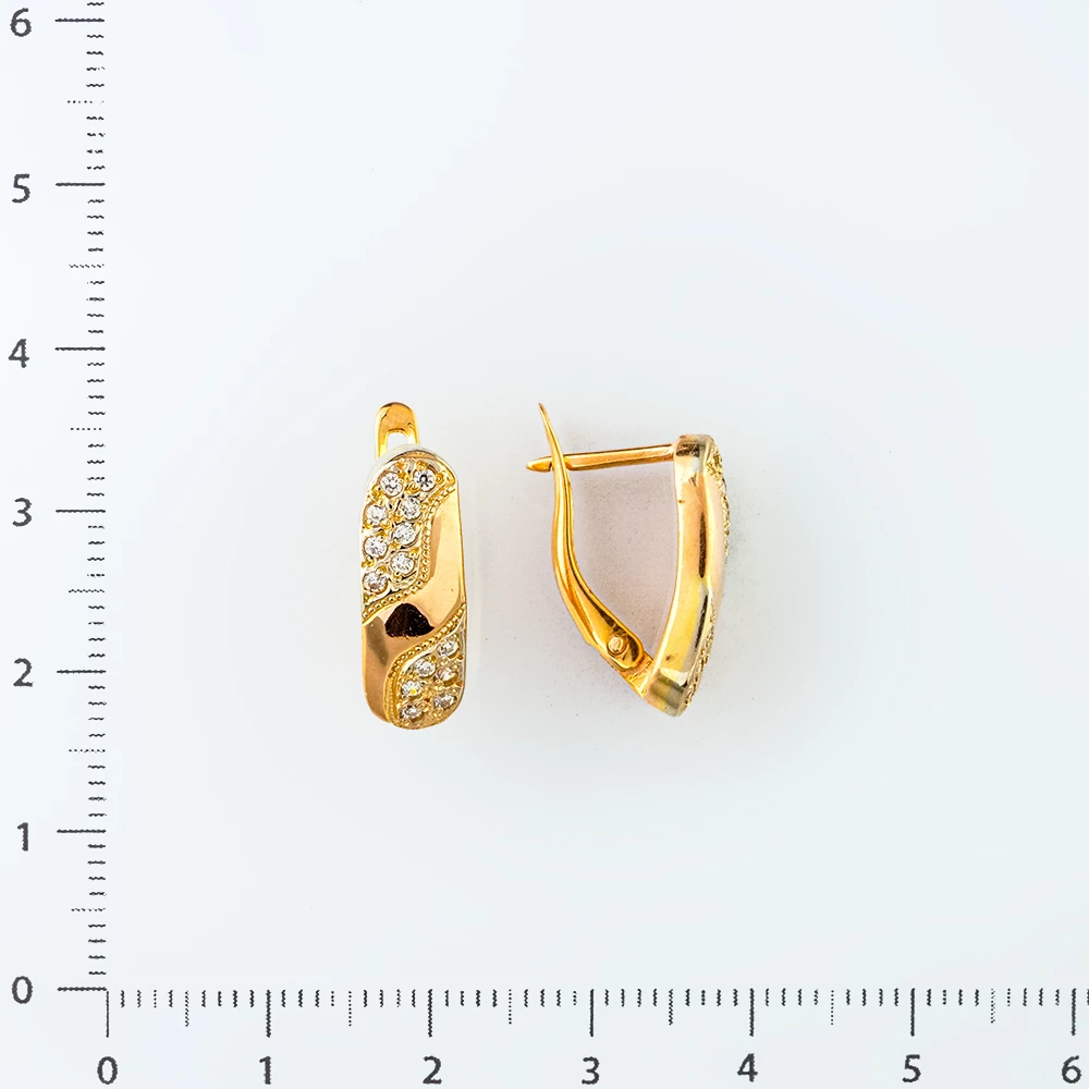 Серьги с фианитом из красного золота 585 пробы