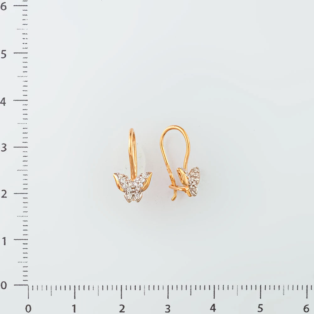 Серьги с фианитом из красного золота 585 пробы