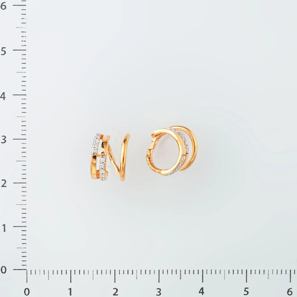 Серьги с фианитом из красного золота 585 пробы 2