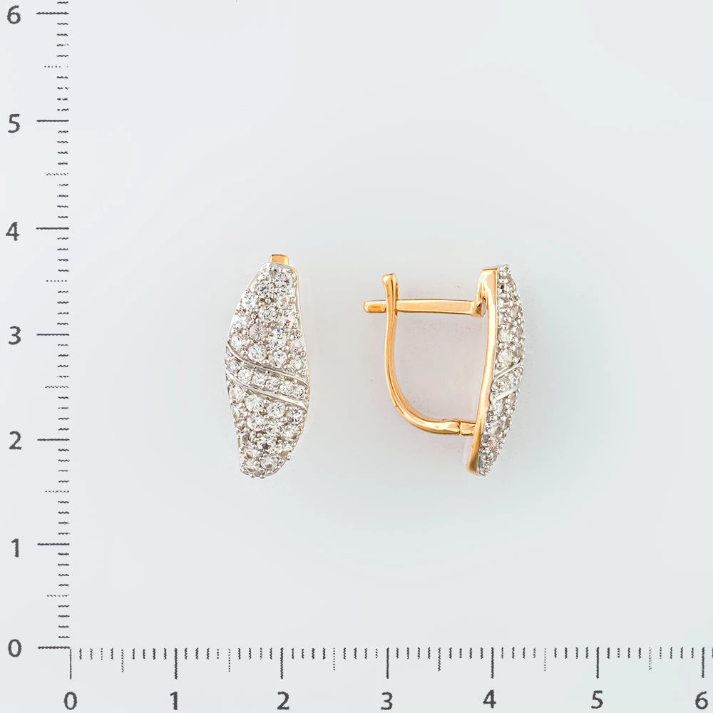 Серьги с фианитом из красного золота 585 пробы