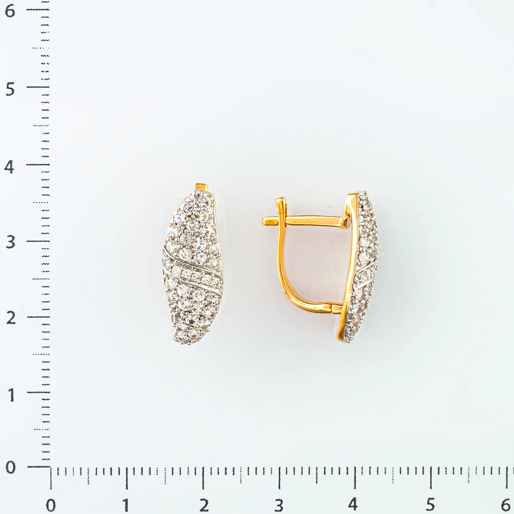 Серьги с фианитом из красного золота 585 пробы