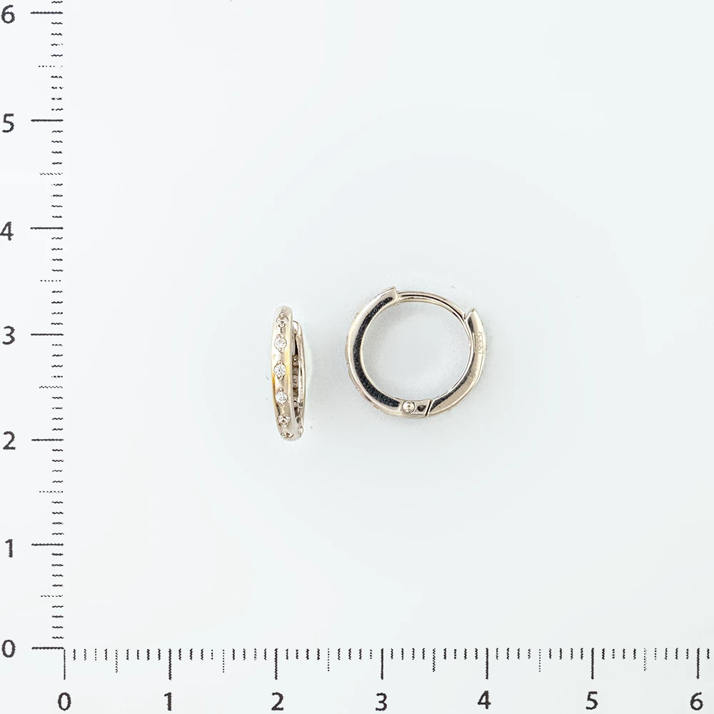 Серьги конго с фианитом из белого золота 585 пробы 2