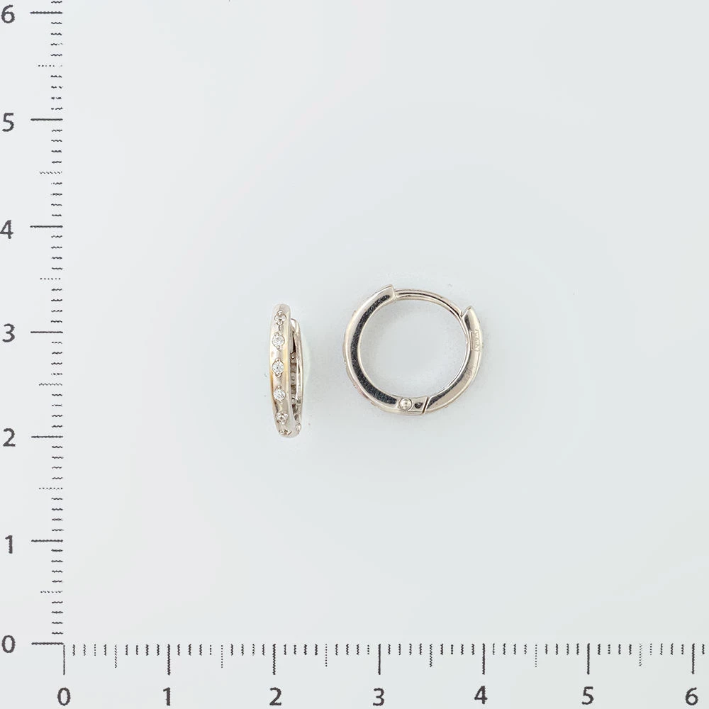 Серьги конго с фианитом из белого золота 585 пробы 2