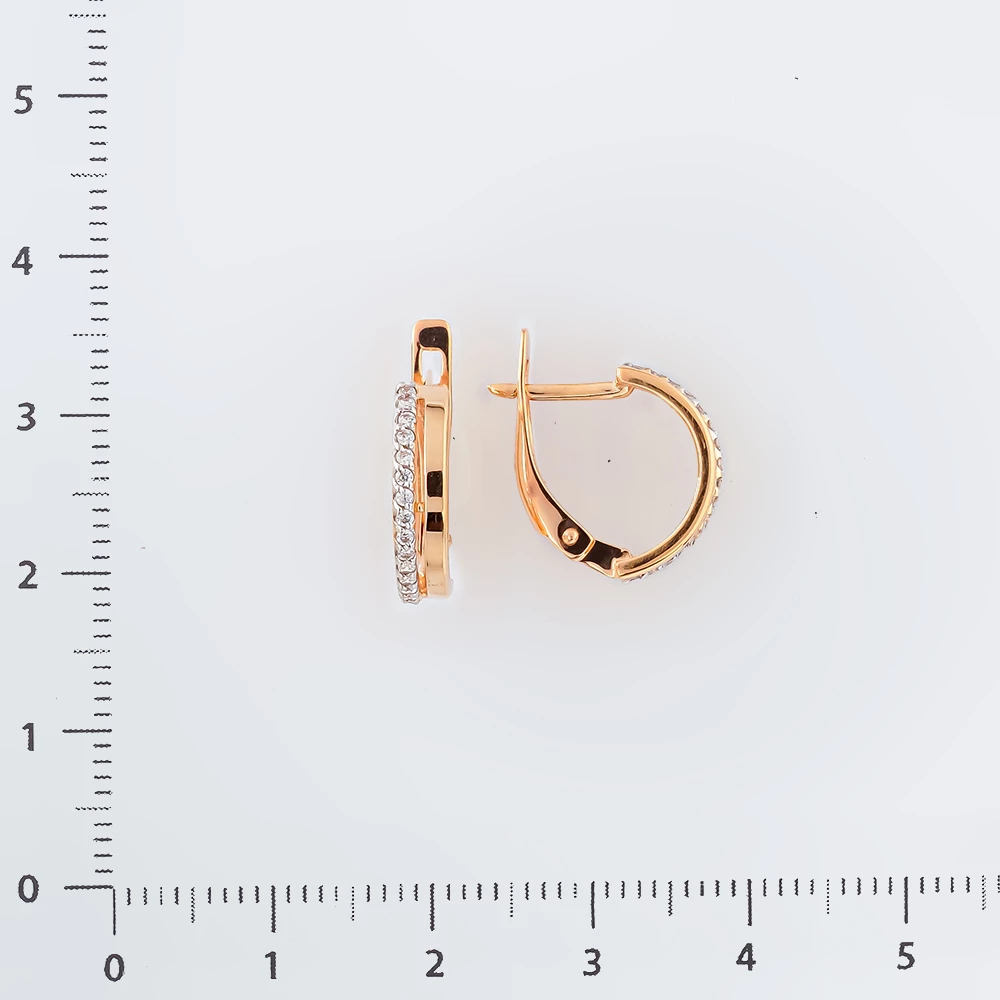 Серьги с фианитом из красного золота 585 пробы