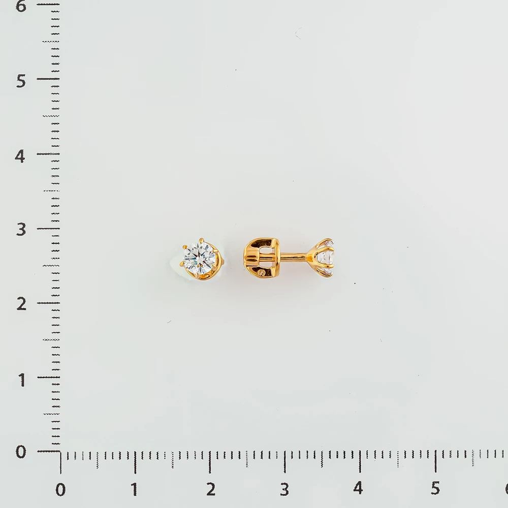 Серьги с фианитом из красного золота 585 пробы