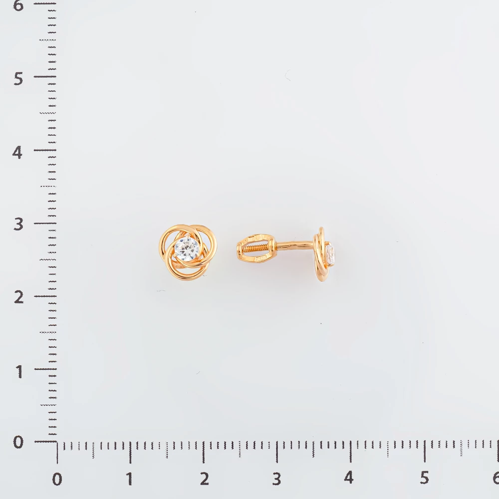 Серьги с фианитом из красного золота 585 пробы