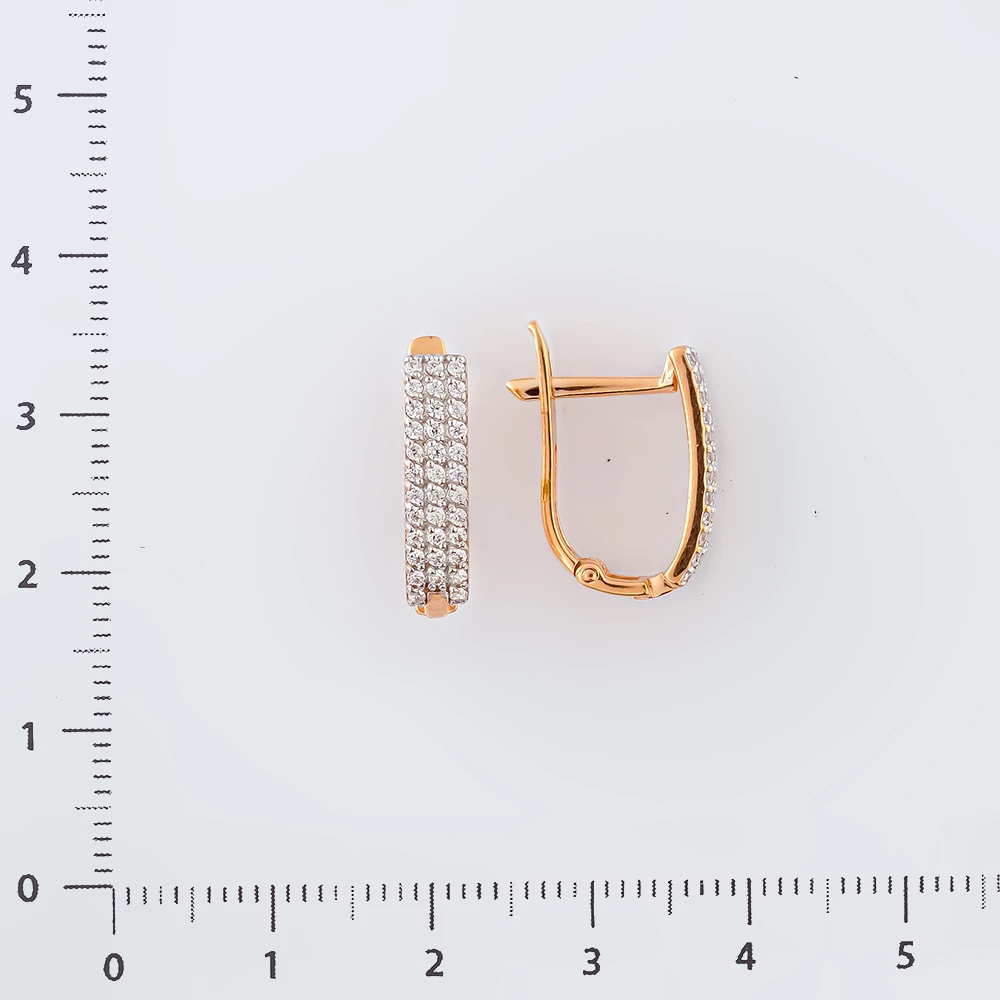 Серьги с фианитом из красного золота 585 пробы