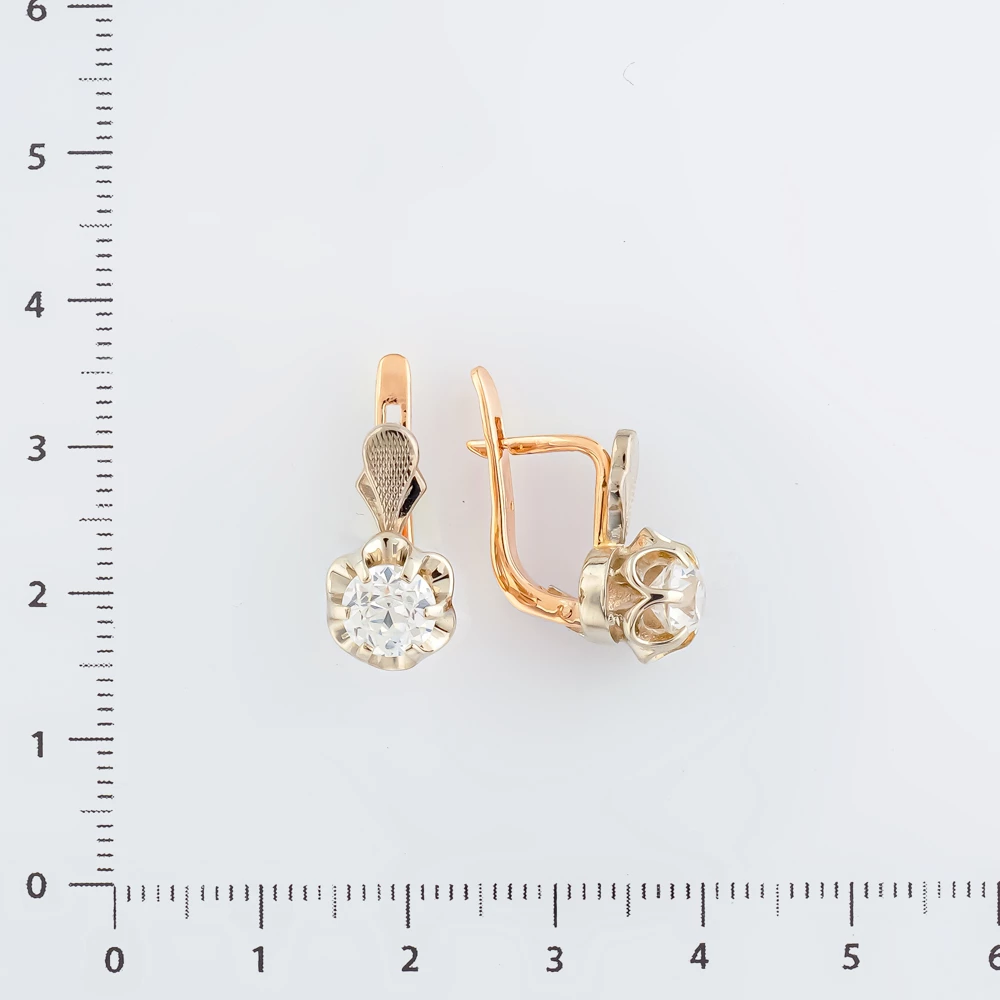 Серьги с фианитом из красного золота 583 пробы