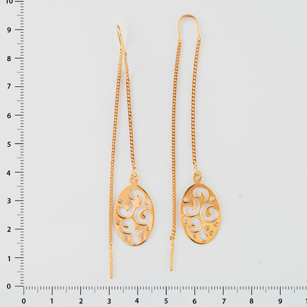 Серьги-продевки из красного золота 585 пробы