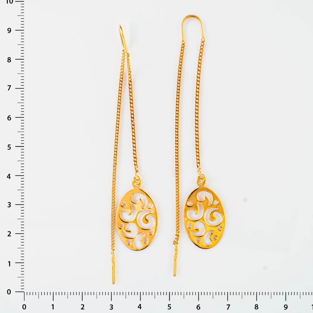 Серьги-продевки из красного золота 585 пробы
