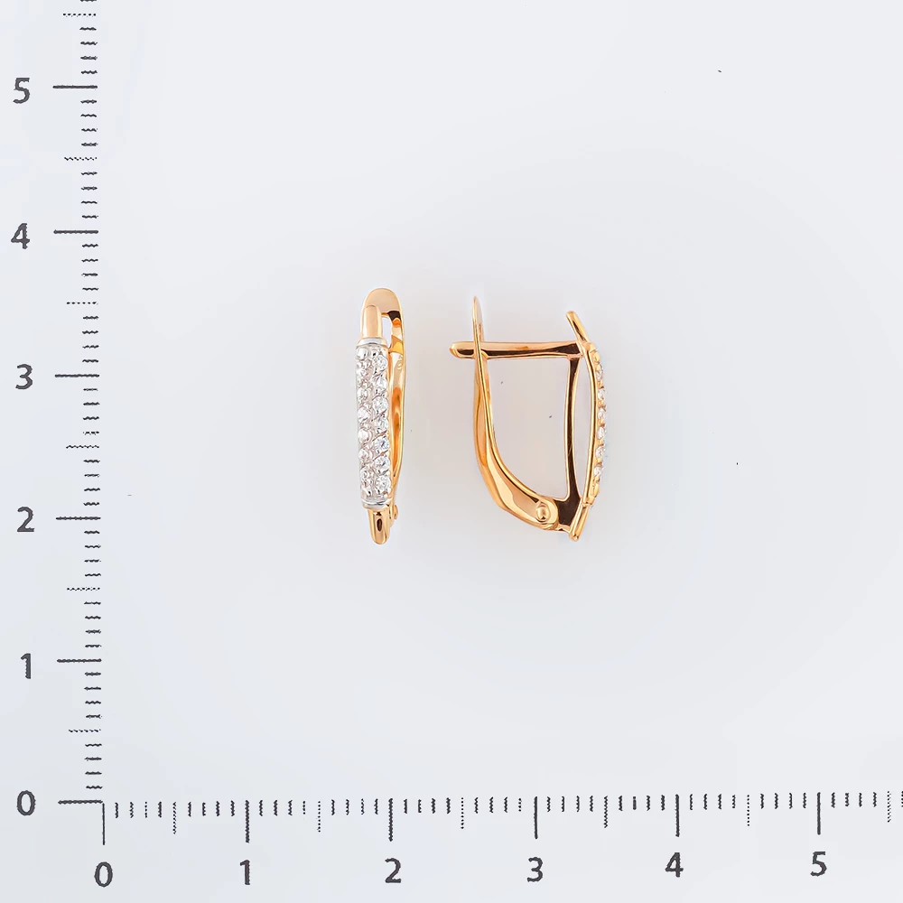 Серьги с фианитом из красного золота 585 пробы