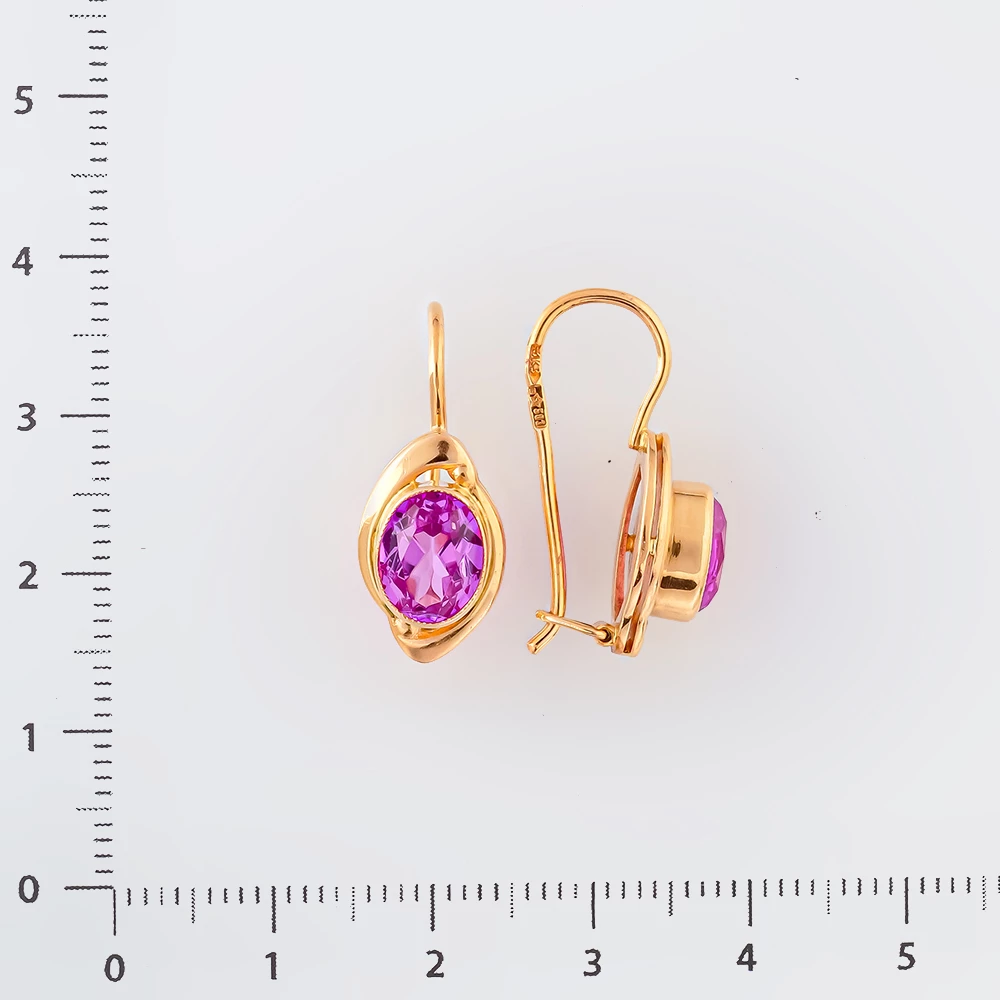 Серьги с фианитом из красного золота 583 пробы