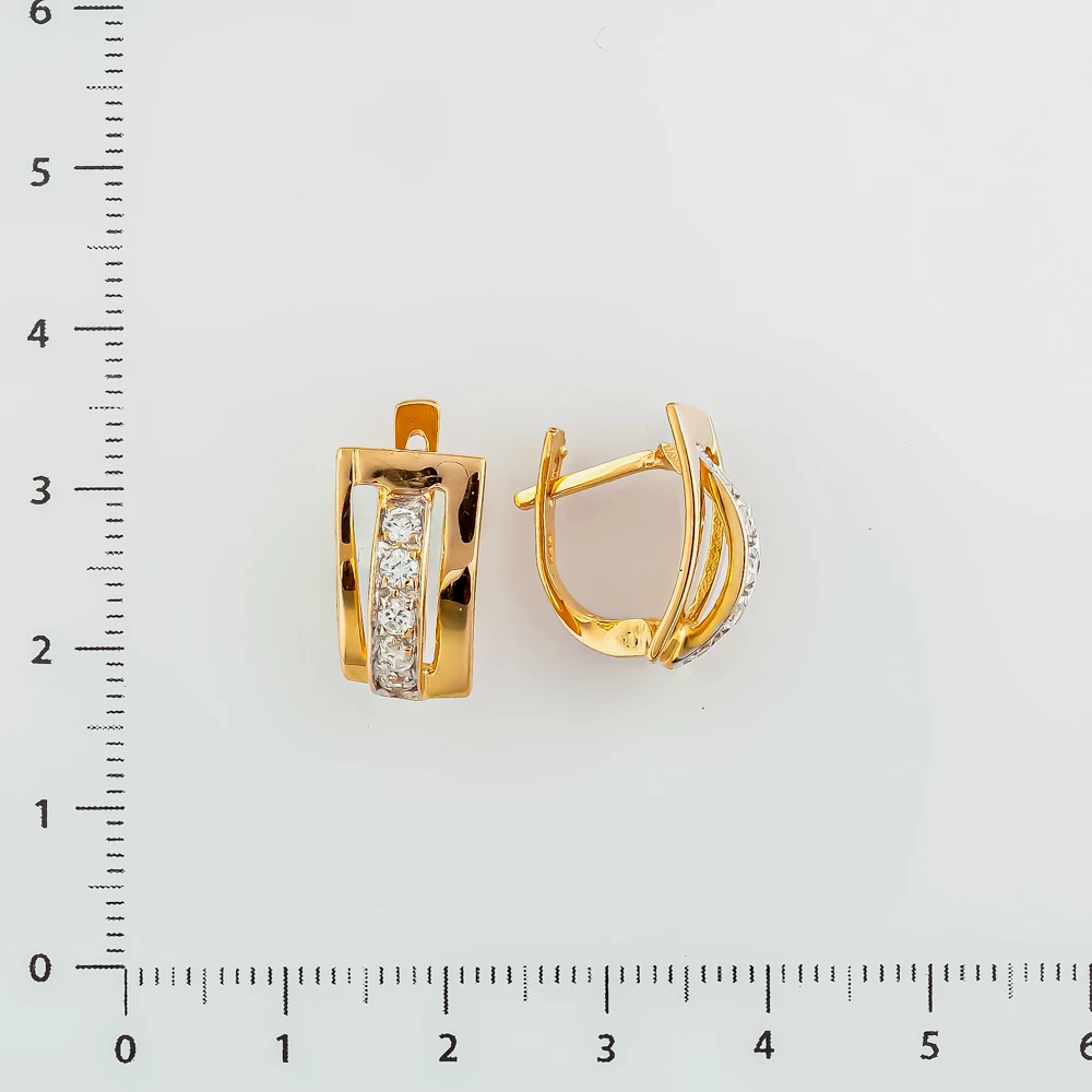 Серьги с фианитом из красного золота 585 пробы