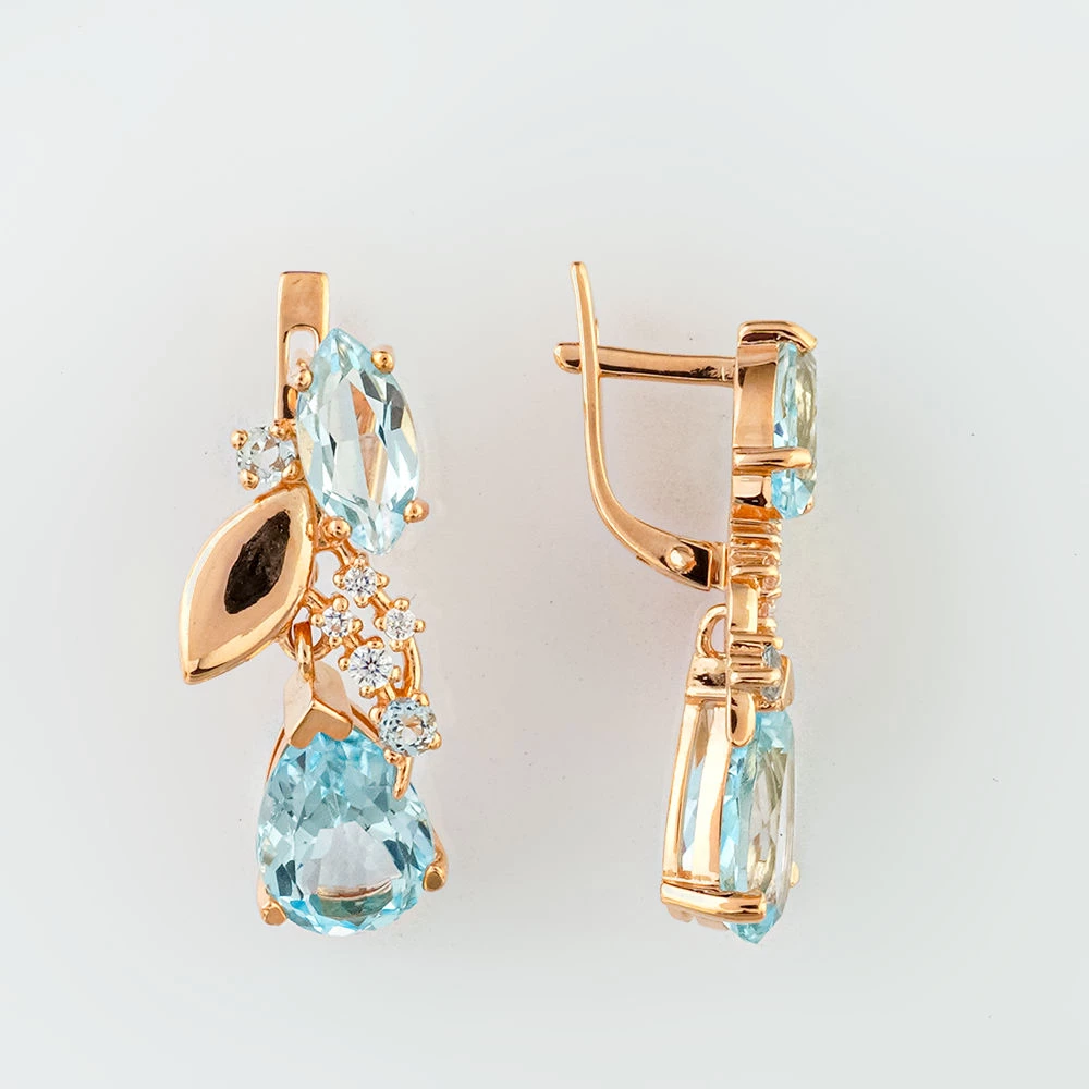 Серьги с топазом из красного золота 585 пробы