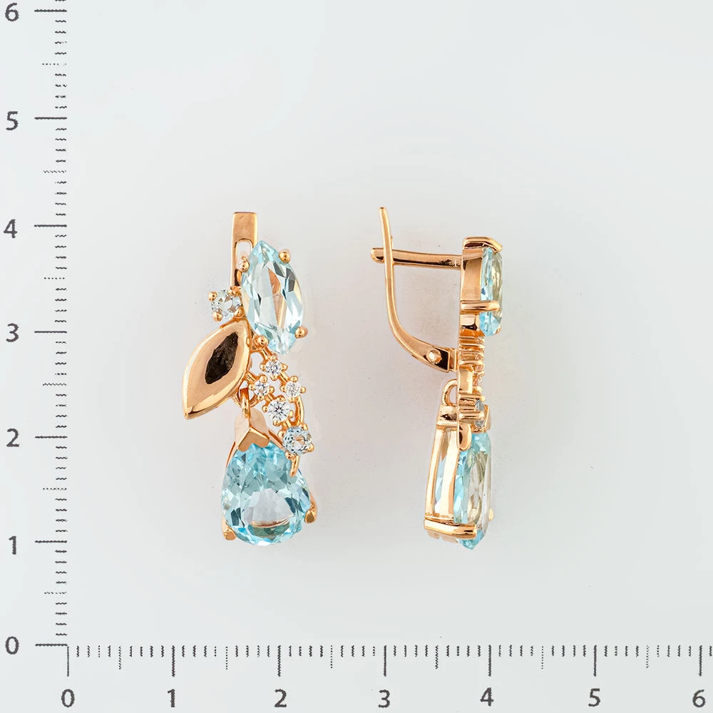 Серьги с топазом из красного золота 585 пробы