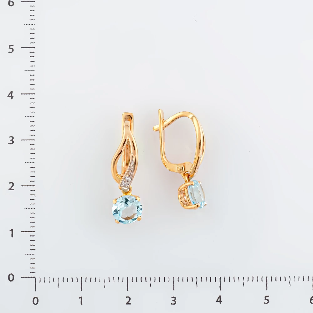 Серьги с топазом из красного золота 585 пробы