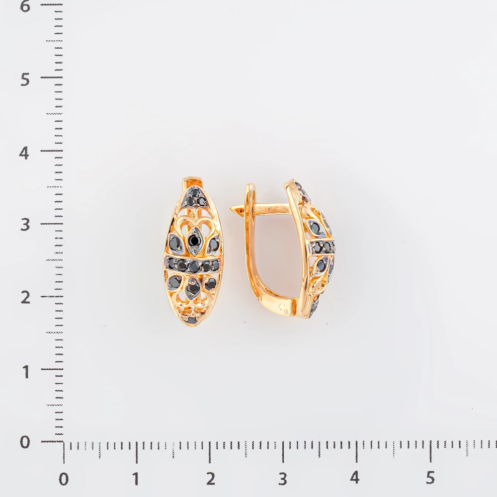 Серьги с фианитом из красного золота 585 пробы