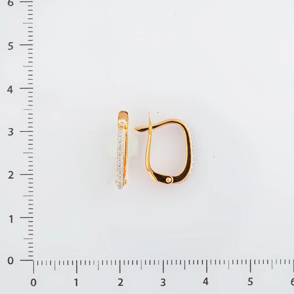 Серьги с фианитом из красного золота 585 пробы