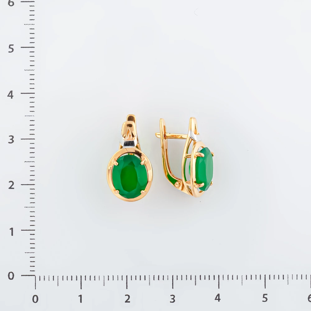 Серьги с агатом из красного золота 585 пробы