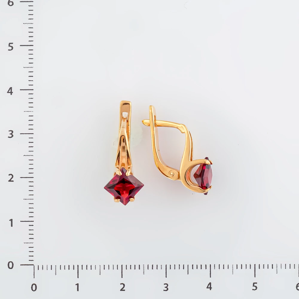 Серьги с гранатом из красного золота 585 пробы