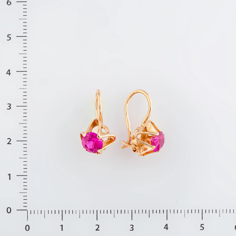 Серьги с фианитом из красного золота 583 пробы