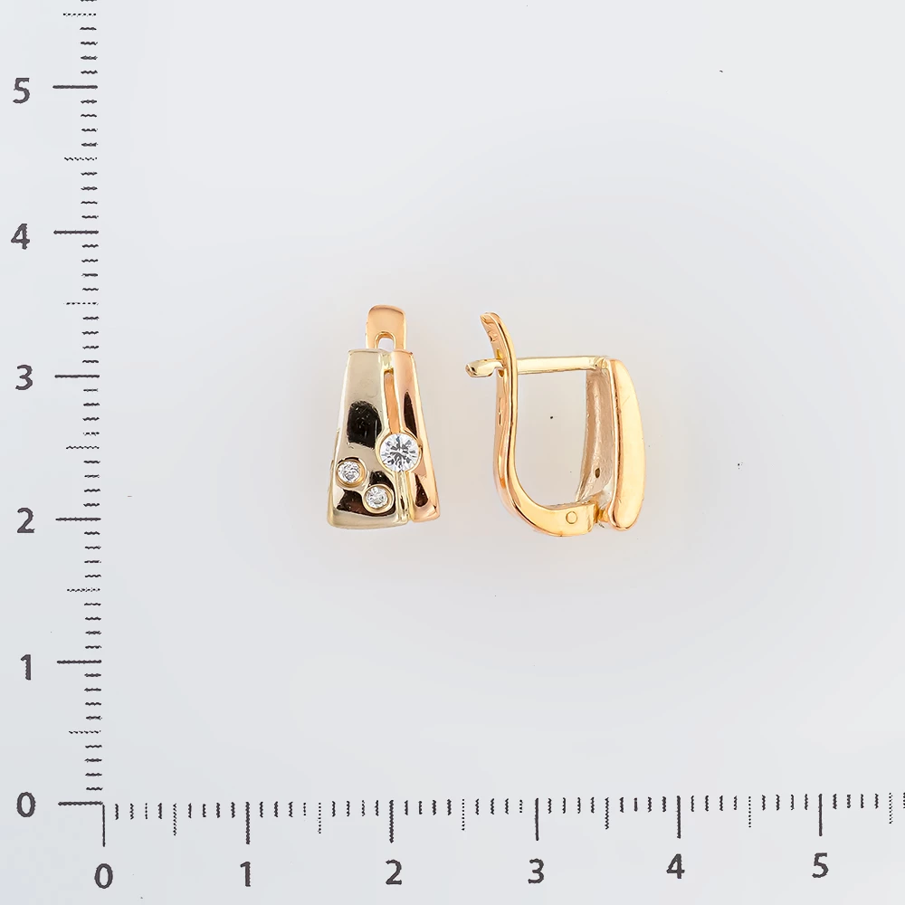 Серьги с фианитом из красного золота 585 пробы