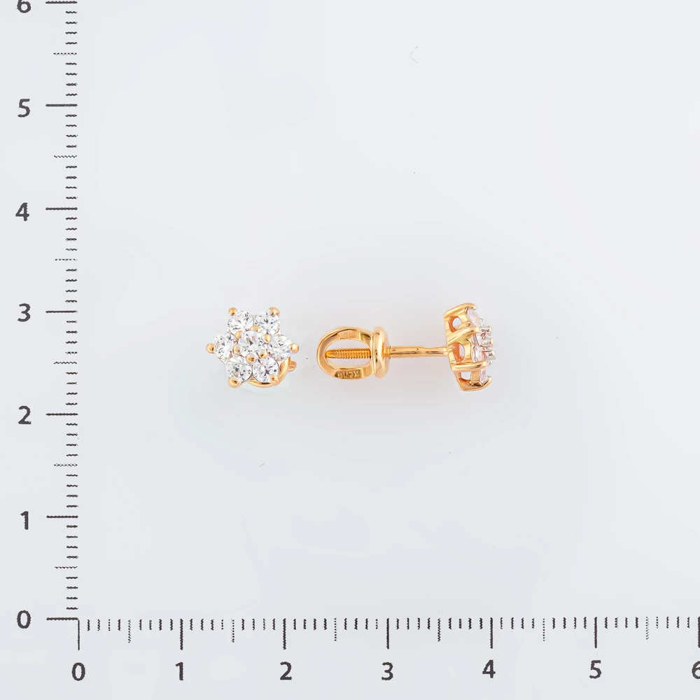 Серьги с фианитом из красного золота 585 пробы