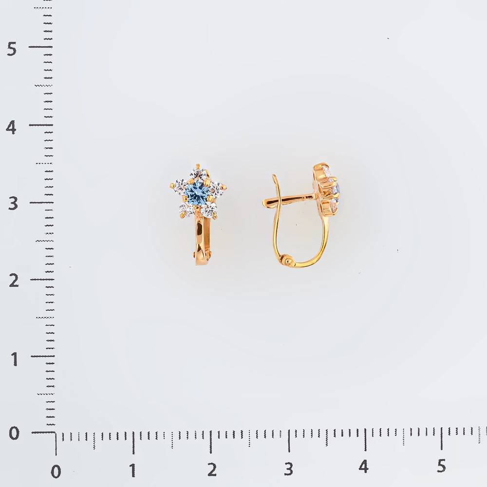 Серьги с фианитом из красного золота 585 пробы