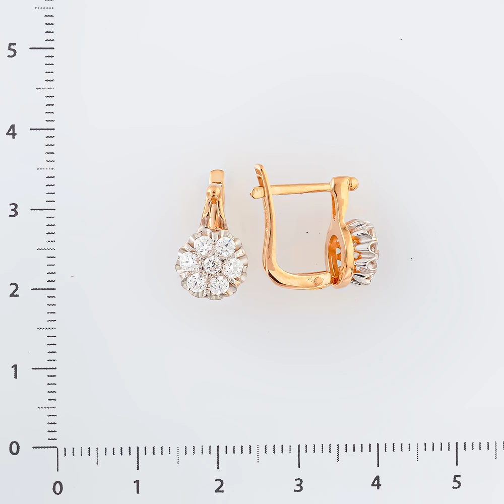 Серьги с фианитом из красного золота 585 пробы