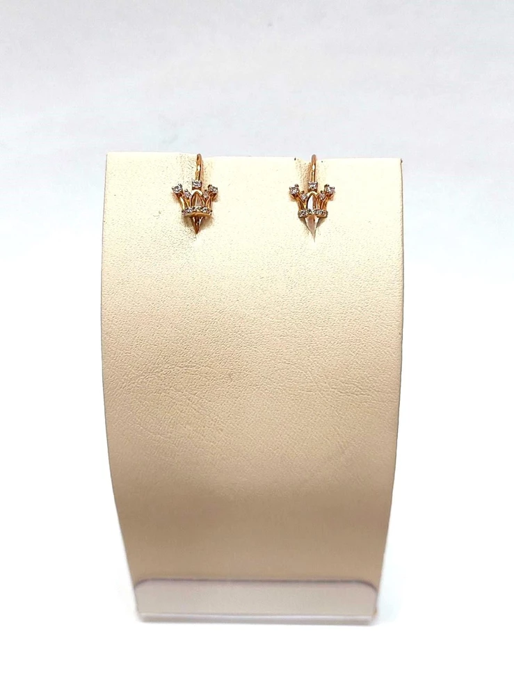 Серьги с фианитом из красного золота 585 пробы