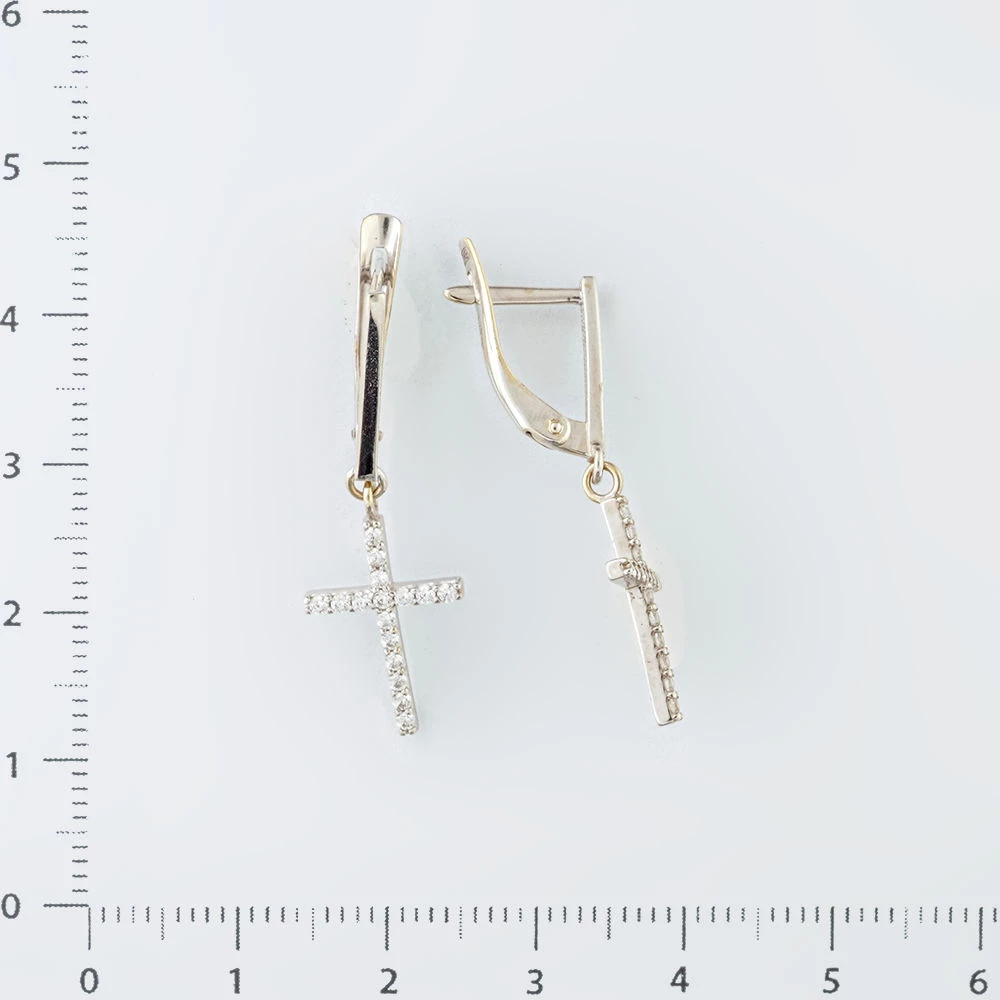 Серьги с фианитом из белого золота 585 пробы